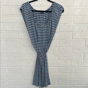 Lascana for Venus  Blue and White Casual Midi Dress with Scoop Neck